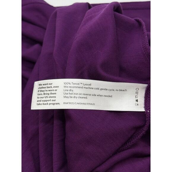 Eileen Fisher System 3/4 Sleeve Tencel T-Shirt Size PP (2P-4P) Purple Hi-Low Hem - Picture 5 of 6